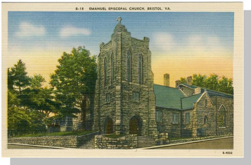 Bristol, Virginia/VA Postcard, Emanuel Church, Near Mint!