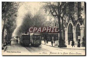 Postcard Old Tram Train station Nice Avenue Notre Dame