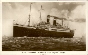 SS George Washington Ocean Liner / Troop Transport WWI RPPC Vintage Postcard