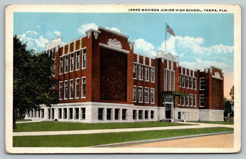 Tampa Florida~James Madison Junior High School~1920s Postcard 