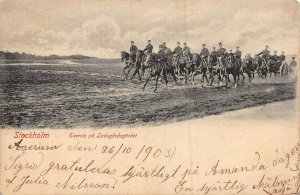 STOCKHOLM SWEDEN~EXERCIS pa LADUGARDSGARDET-MILITARY HORSES~1903 PHOTO POSTCARD