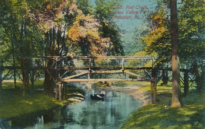 Paddling up Red Creek - Genesee Valley Park, Rochester, New York - pm 1913 - DB