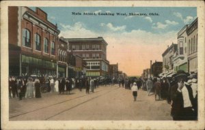 Shawnee OK Main St. West c1920 Postcard