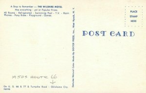 Oklahoma City Wilshire Motel Route 66 1950s Dexter Postcard Birdseye 22-1466