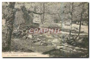 Old Postcard Crozant Rocks and the river