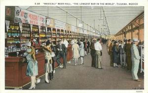 1920s Tijuana Mexico Beer Hall Longest Bar in the World Western 8813