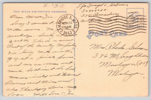 Cambridge Massachusetts~Harvard University~Dunster House~Linen Postcard