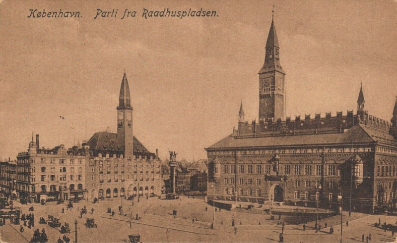 Denmark København Copenhagen Raadhuspladsen Vintage Postcard 07.27 