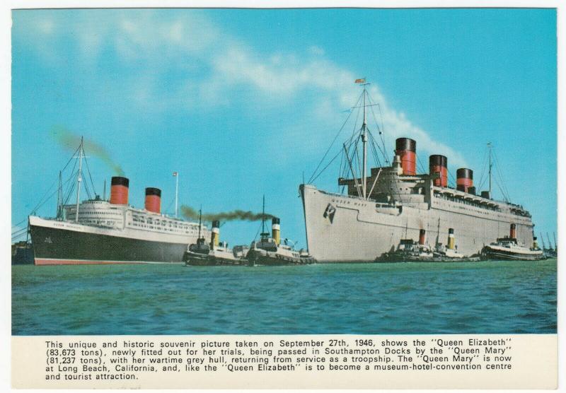 Shipping; Liners Queen Mary & Queen Elizabeth In Southampton Docks 27-9-46 PPC