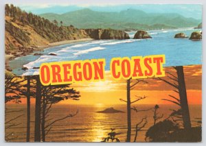 Coastal Oregon~Ecola State Park South~Sunset View~Continental Postcard