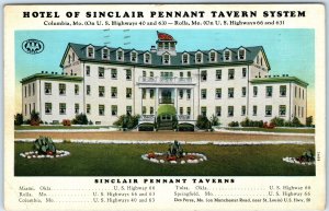 c1940s Columbia, MO Hotel Sinclair Pennant Tavern System Advertising PC A294
