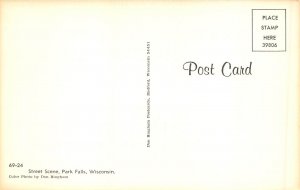 Park Falls Wisconsin 1960s Postcard Street Scene Cars Gambles Store