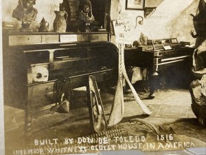 Whitney's Oldest US House Interior St Augustine FL Florida RPPC Photo Postcard