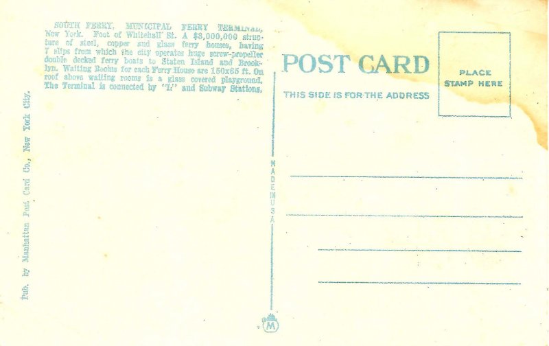 NY - New York City. South Ferry