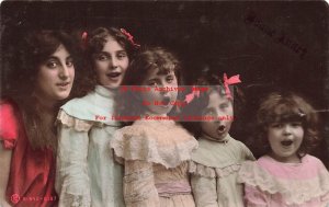 Bonne Annee, French Tinted RPPC, Five Girls Singing