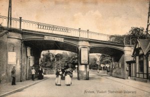 Netherlands Arnhem Viaduct Steenstraat Velperweg Vintage Postcard 09.00