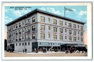 c1920's New Southern Hotel Building Restaurant San Diego California CA Postcard