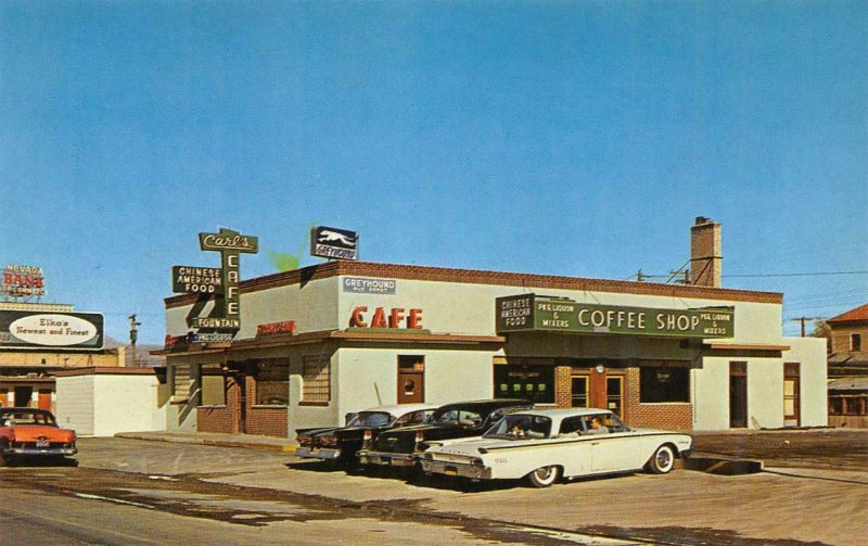 CARLS CAFE Elko, Nevada Roadside Greyhound Bus Depot c1960s Vintage Postcard