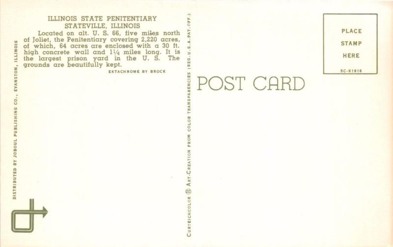 STATESVILLE IL ILLINOIS STATE PENITENTIARY POSTCARD 1960s