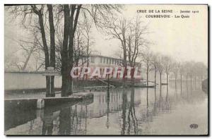 Old Postcard Courbevoie Quays Floods January 1910