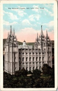 Mormon Temple Salt Lake City Utah UT Sunset Aerial View VTG Postcard WB PM WOB 