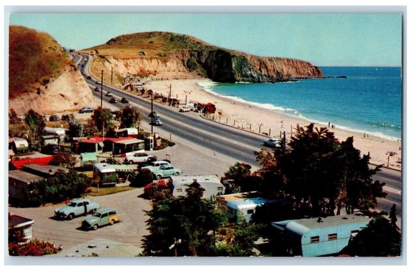 Long Beach California Postcard US Highway Trailering Stretch Private Beach c1960