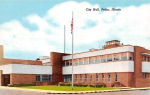 Pekin, IL Illinois   CITY HALL  Tazewell County  VINTAGE  Curteich  Postcard