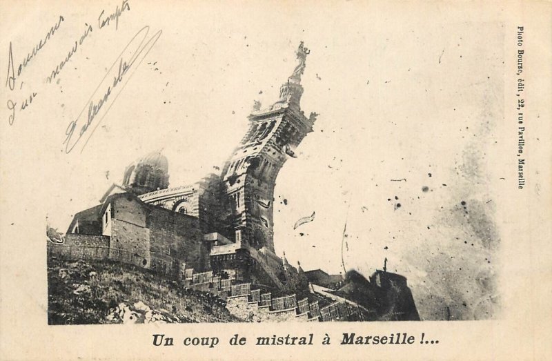 Mistral wind at Paris unit of 2 surrealism postcards France c.1919