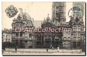 Old Postcard Arras Facade De I'Hotel Town Square Vacquerie