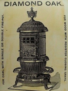 Diamond Oak Stoves Winter Scene Cute Boy Making Snowman *K