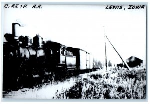 c1960 CRIP Lewis Iowa Railroad Vintage Train Depot Station RPPC Photo Postcard