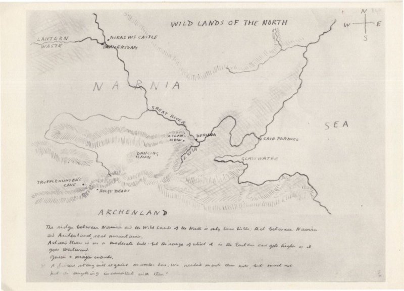 CS Lewis Map Of Narnia New Zealand Vintage Postcard