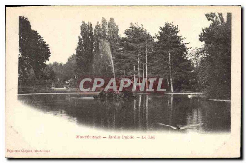 Old Postcard Montelimar public garden lake