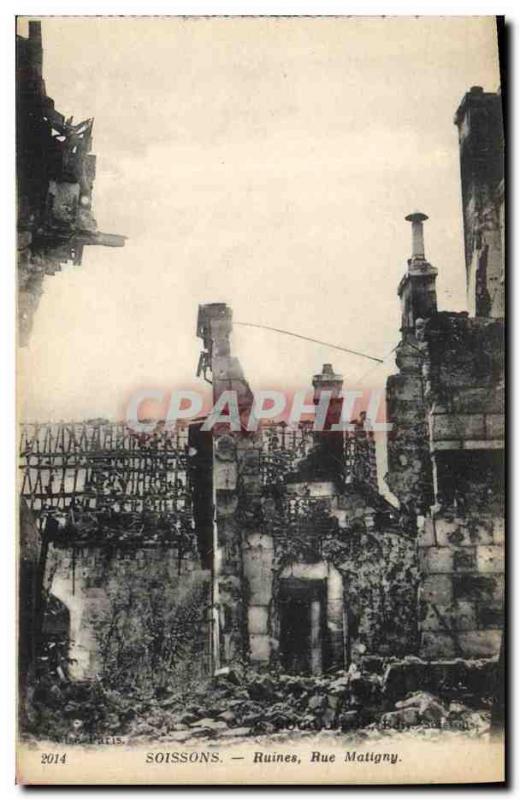 CPA Militaria Soissons Ruines Rue Matigny