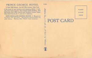 Andres 1940s Prince George Hotel Interior Restaurant New York postcard 774