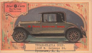 Advertising Postal Card, Truax-Kaila Corp Syracuse New York Star Cars Six Coupe