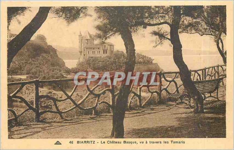 Old Postcard Biarritz - The Basque Chateau seen through the Tamaris