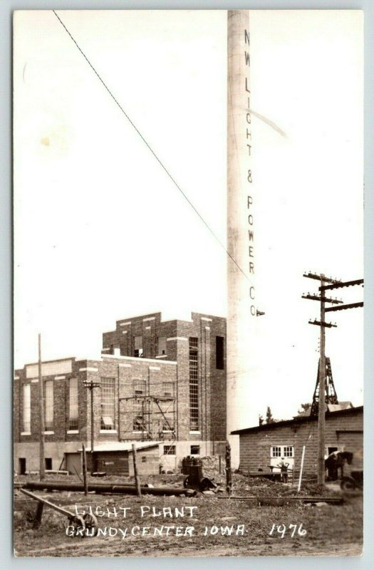 Grundy Center IA~NW Light & Power Co Under Construction~Scaffolding~RPPC c1910 