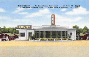 Dixie Court Restaurant Highway 98 Pensacola Florida linen postcard