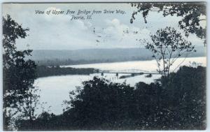 PEORIA, Illinois IL   Birdseye UPPER FREE BRIDGE from Drive Way  1907  Postcard