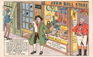 John Bull British Goods Store God Save The King Antique Comic Postcard