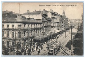c1910 Queen Street from the Wharf Auckland New Zealand Posted Postcard
