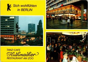 VINTAGE CONTINENTAL SIZE POSTCARD HUTHMACHER RESTAURANT & ZOO BERLIN 1980S