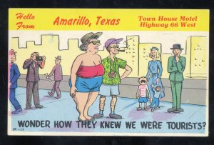 AMARILLO TEXAS ROUTE 66 FAT WOMAN TOURIST LAFF GRAM VINTAGE POSTCARD