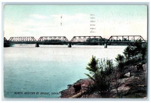 1953 North Western Ry. Bridge River Lake Grand Rapids Wisconsin Vintage Postcard 