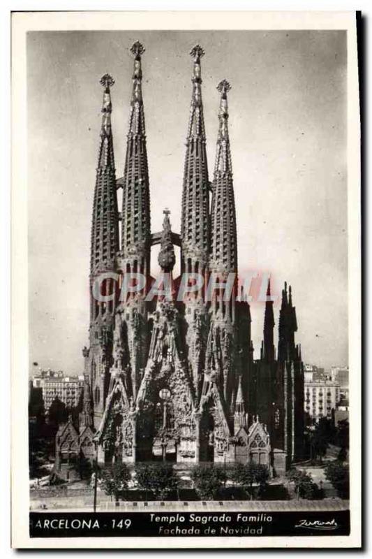 Old Postcard Barcelona Temple Sagrada Familia Fachada De Navidad