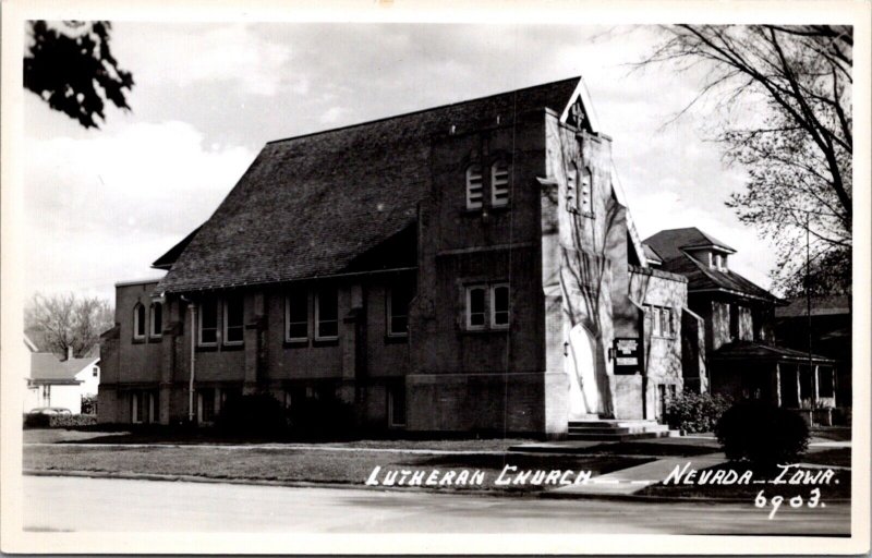 Real Photo Postcard Lutheran Church in Nevada, Iowa