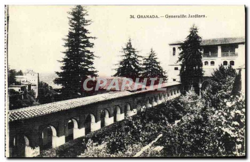 Postcard Old Granada Generalife Jardines