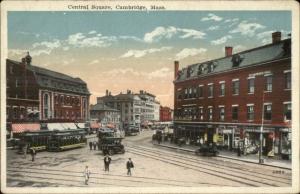 Cambridge MA Central Square c1920 Postcard