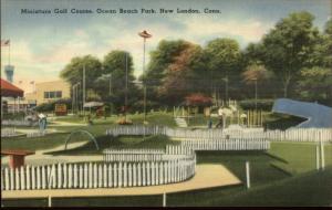 New London CT Ocean Beach Park Miniature Golf Course Linen Postcard 